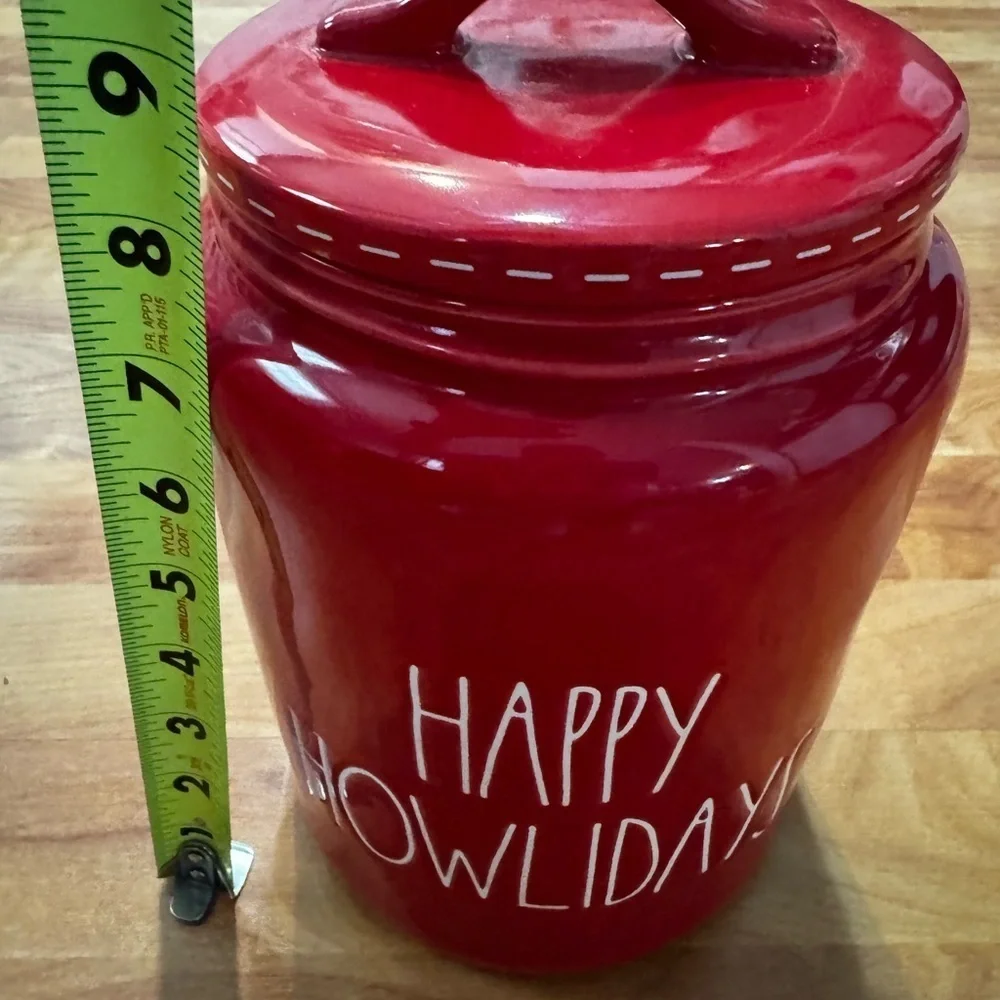 Rae Dunn Magenta Happy Howlidays Holidays Red Christmas Dog Treat Canister